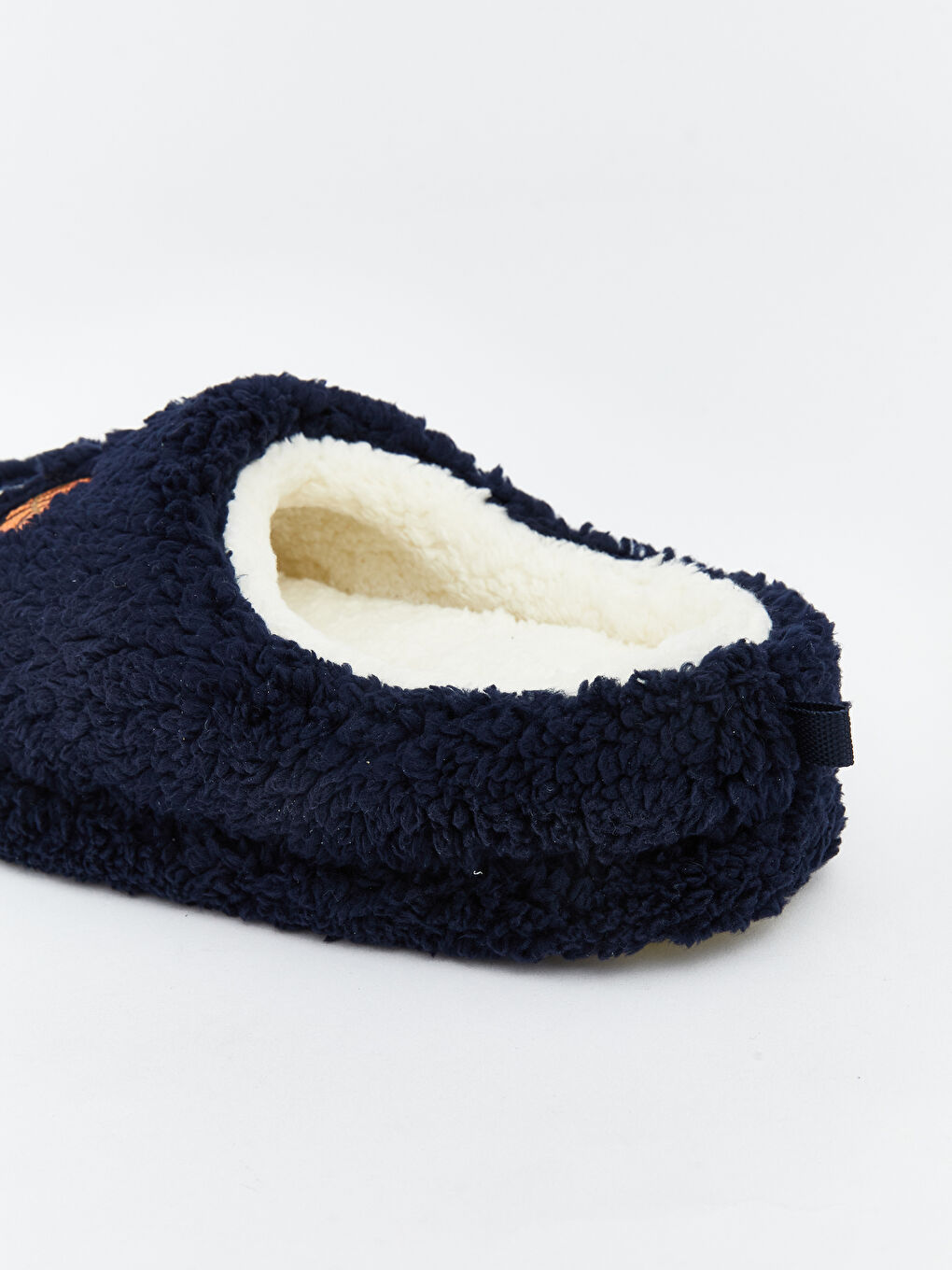 Lacivert Nakışlı Erkek Çocuk Pelüş Ev Terliği-4