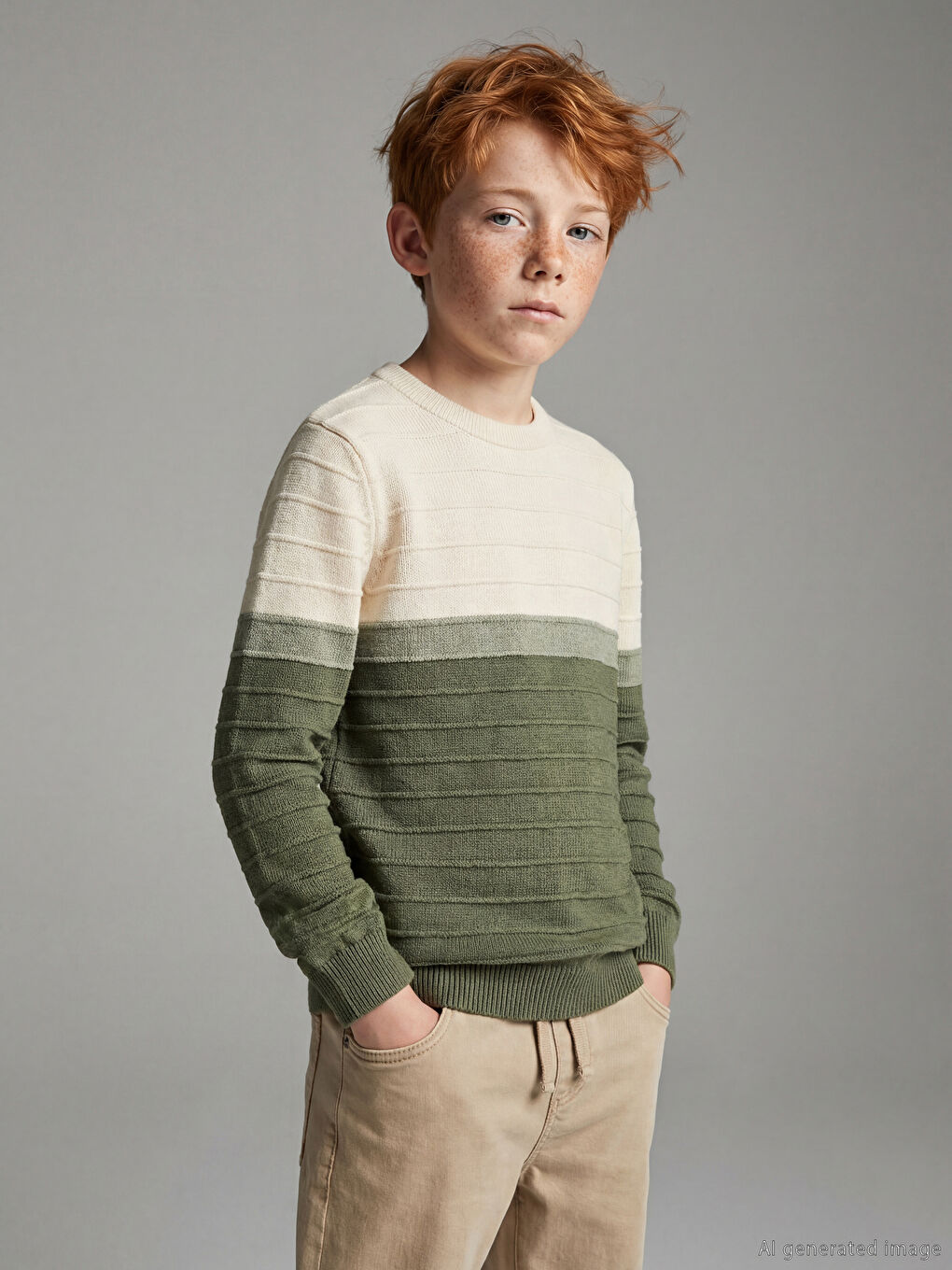 كنزة تريكو بياقة دائرية للأولاد