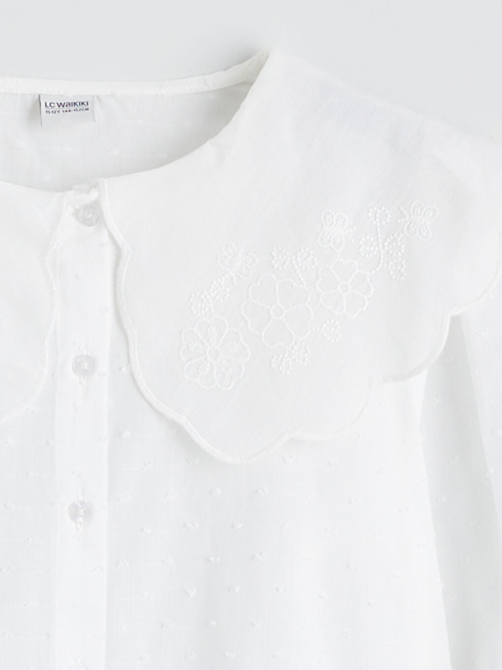 Ekru Bebe Yaka Kız Çocuk Gömlek-1