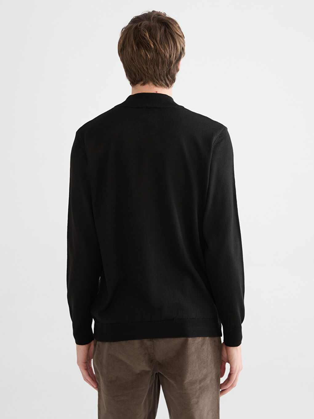 Siyah Yarım Balıkçı Yaka Erkek Triko Kazak-3