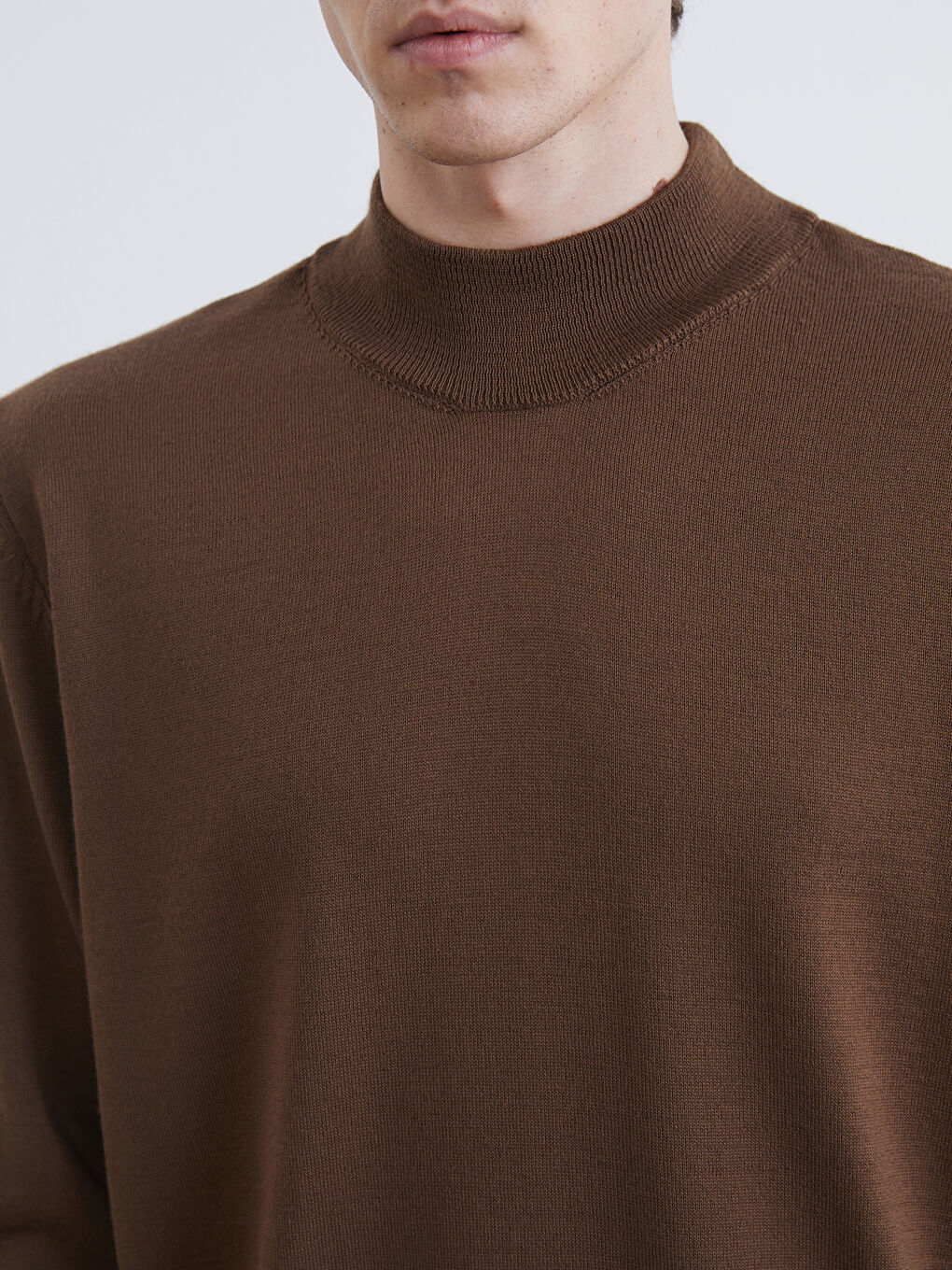 Bej Yarım Balıkçı Yaka Erkek Triko Kazak-2