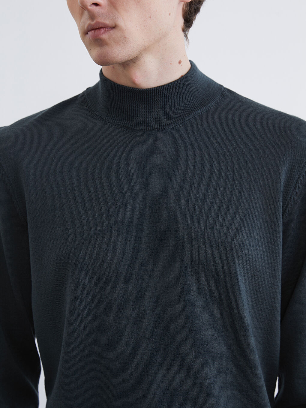 Yeşil Yarım Balıkçı Yaka Erkek Triko Kazak-2