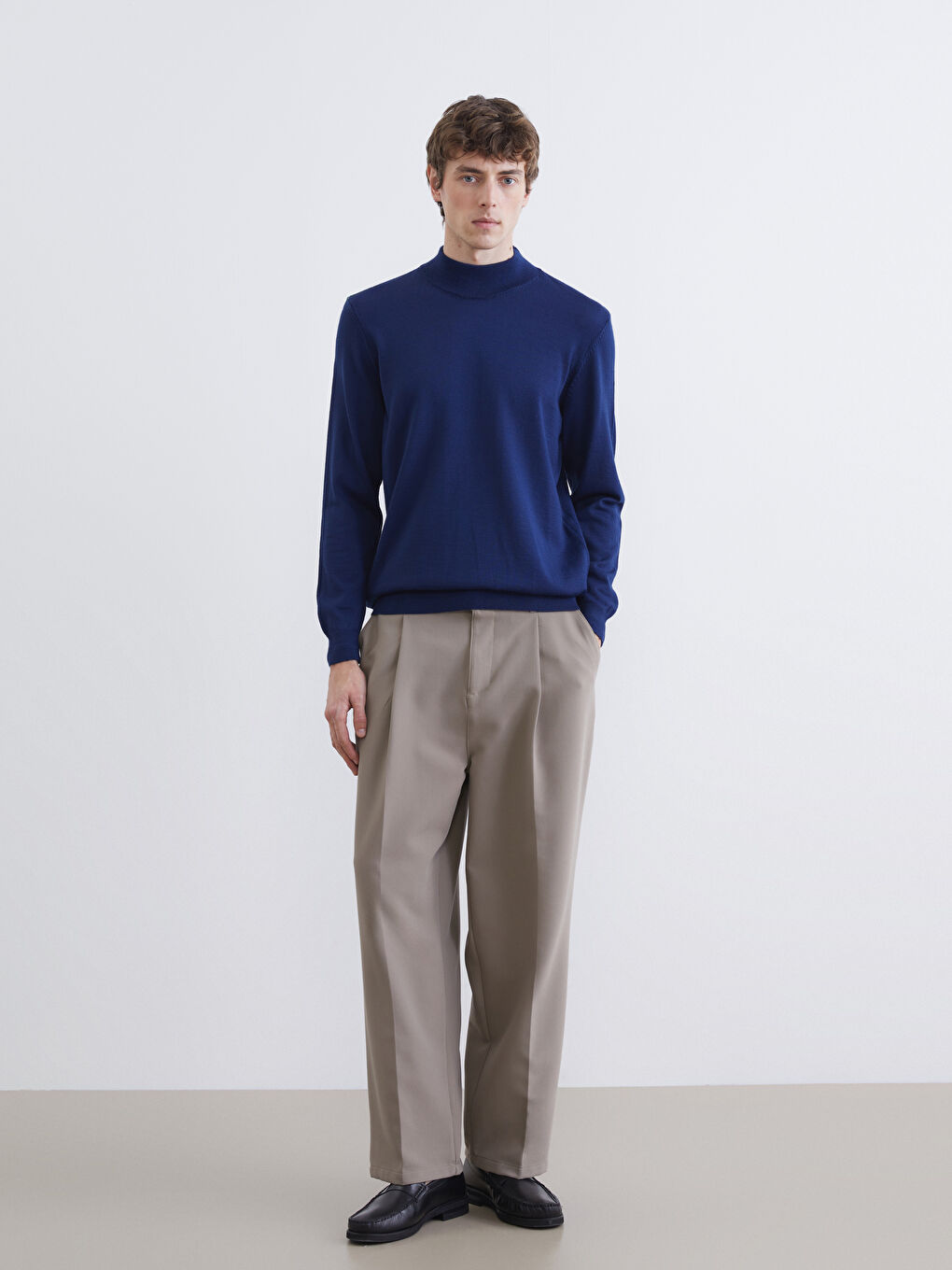 Lacivert Yarım Balıkçı Yaka Erkek Triko Kazak-1