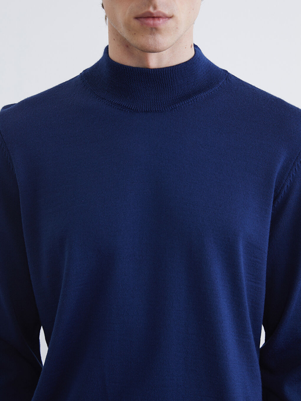 Lacivert Yarım Balıkçı Yaka Erkek Triko Kazak-2