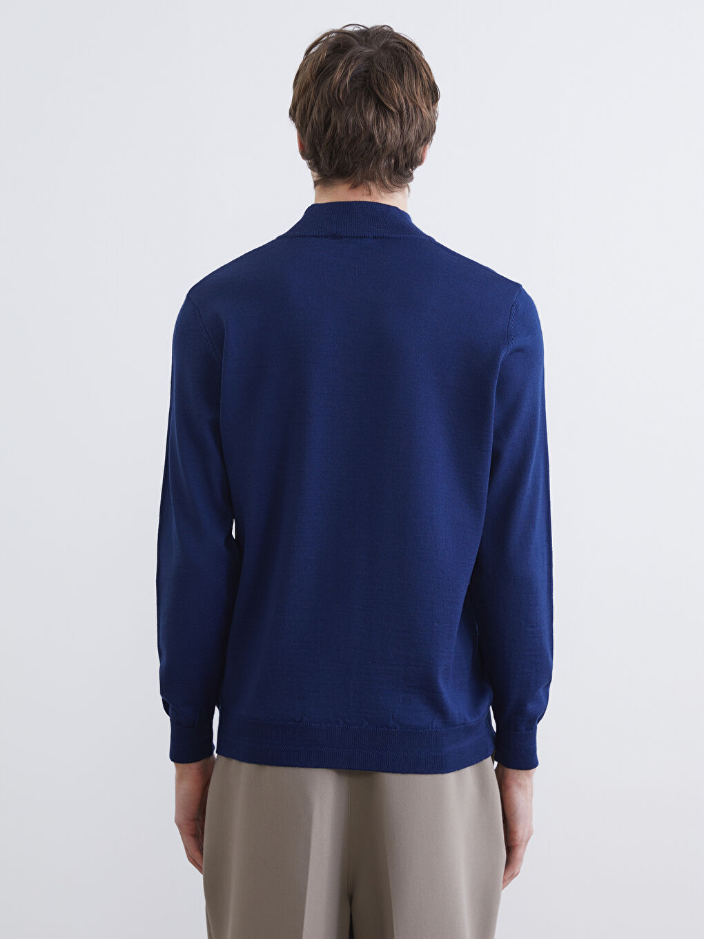 Lacivert Yarım Balıkçı Yaka Erkek Triko Kazak-3