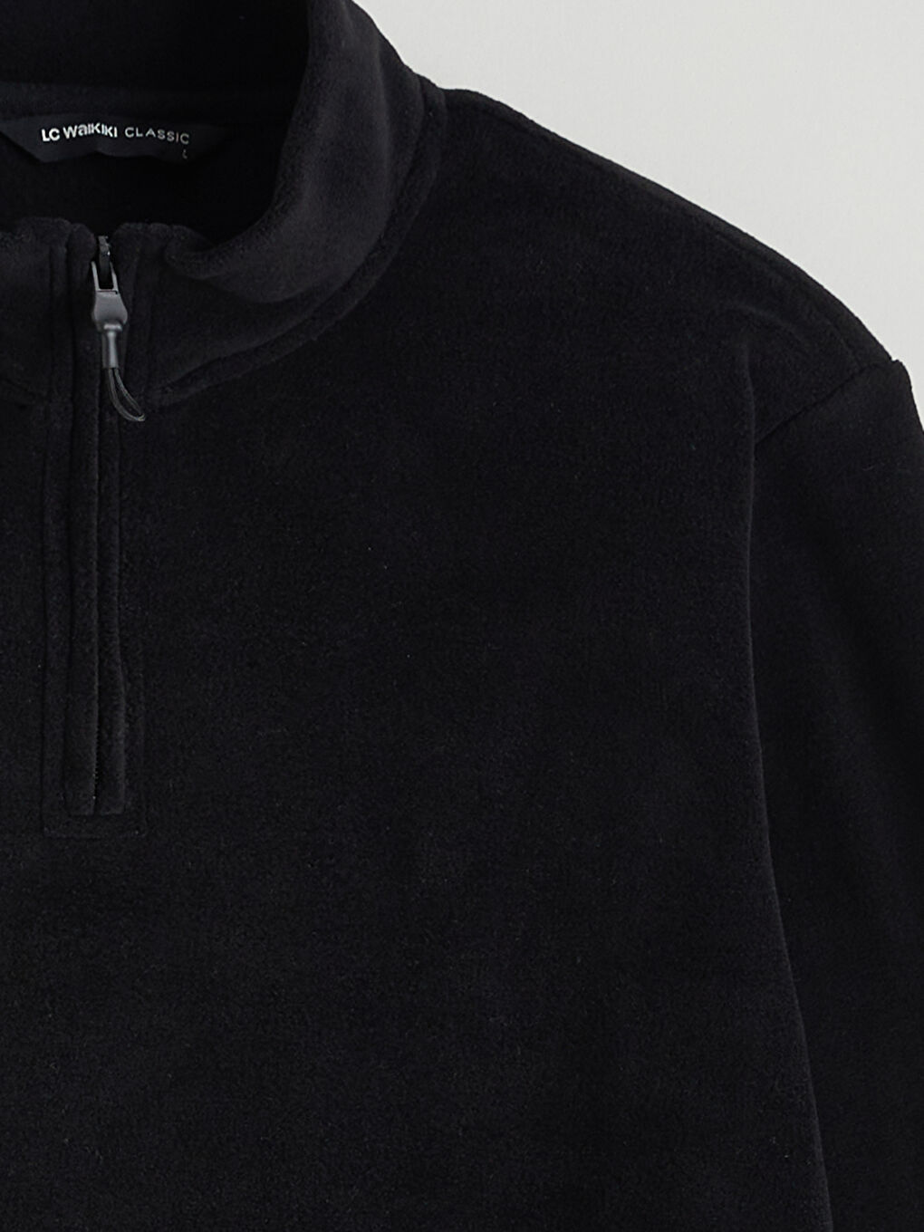 Siyah Dik Yaka Polar Erkek Sweatshirt-5