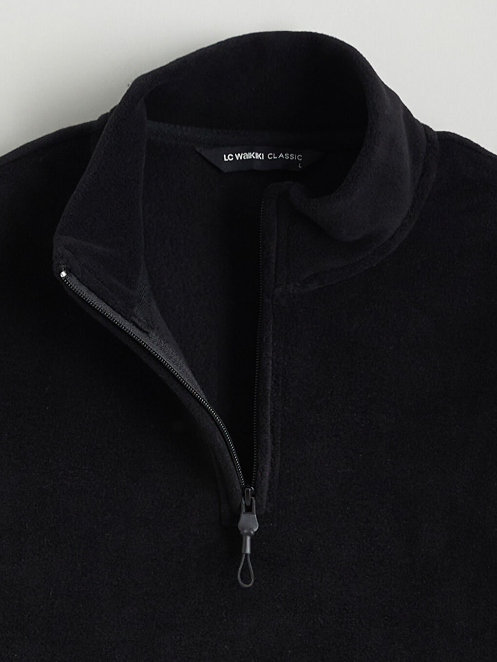 Siyah Dik Yaka Polar Erkek Sweatshirt-6