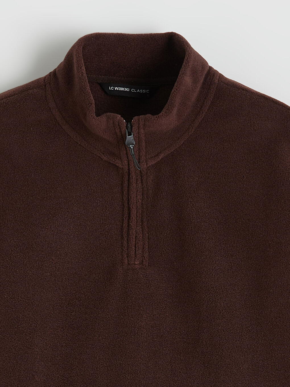 Kahverengi Dik Yaka Polar Erkek Sweatshirt-5