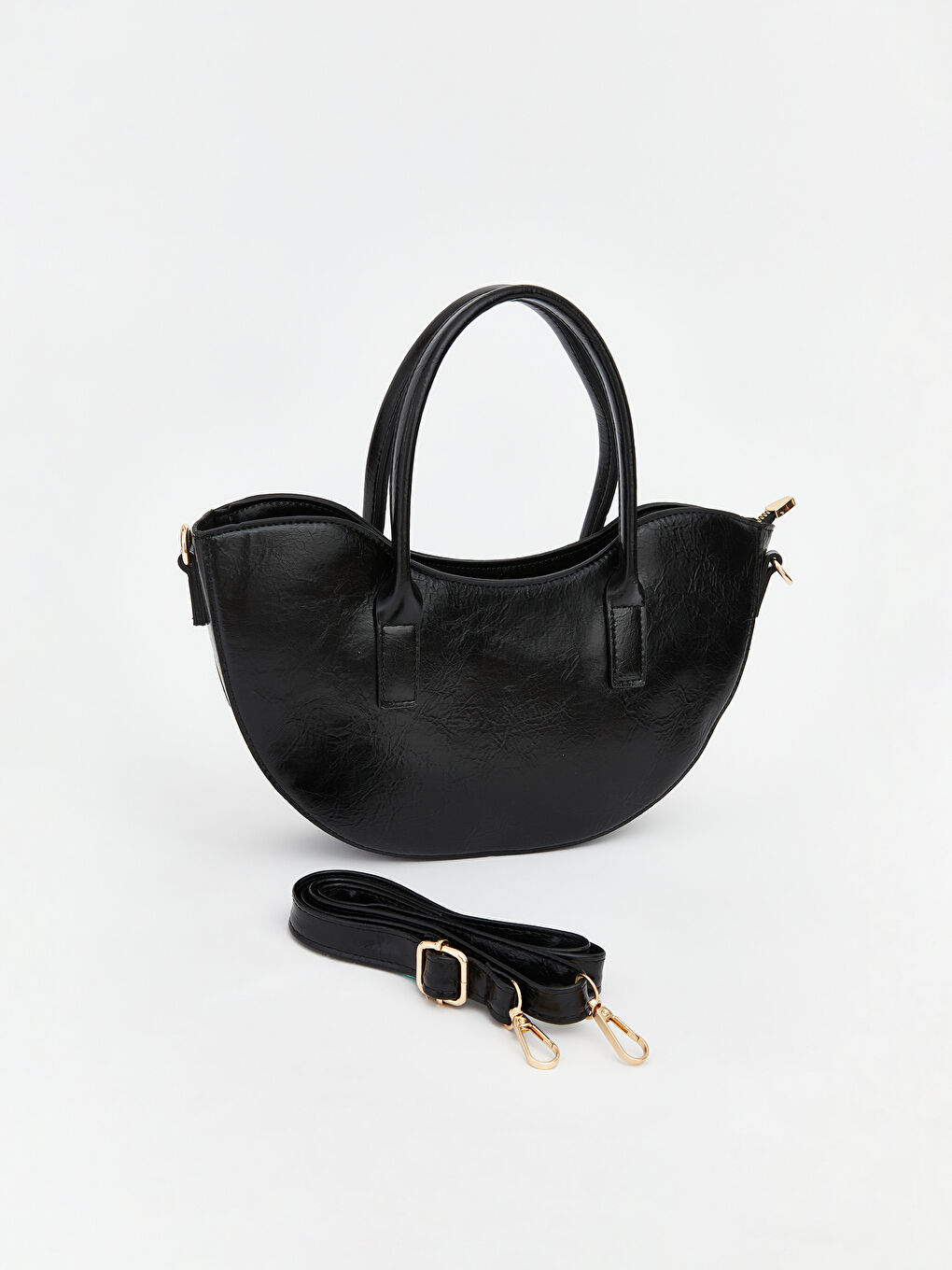 Siyah Suni Deri Kadın Omuz Çantası-1