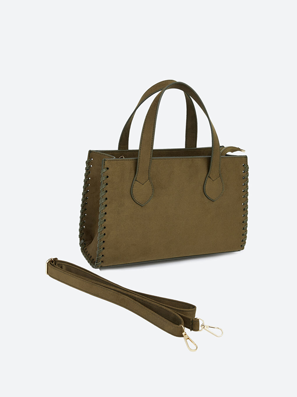 Haki Süet Görünümlü Kadın Omuz Çantası	-1