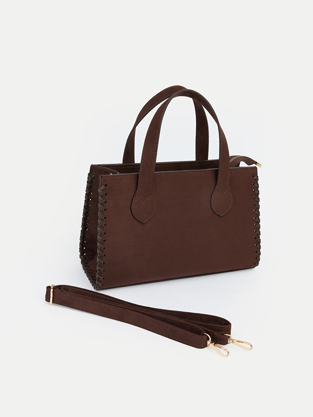 Kahverengi Süet Görünümlü Kadın Omuz Çantası-1