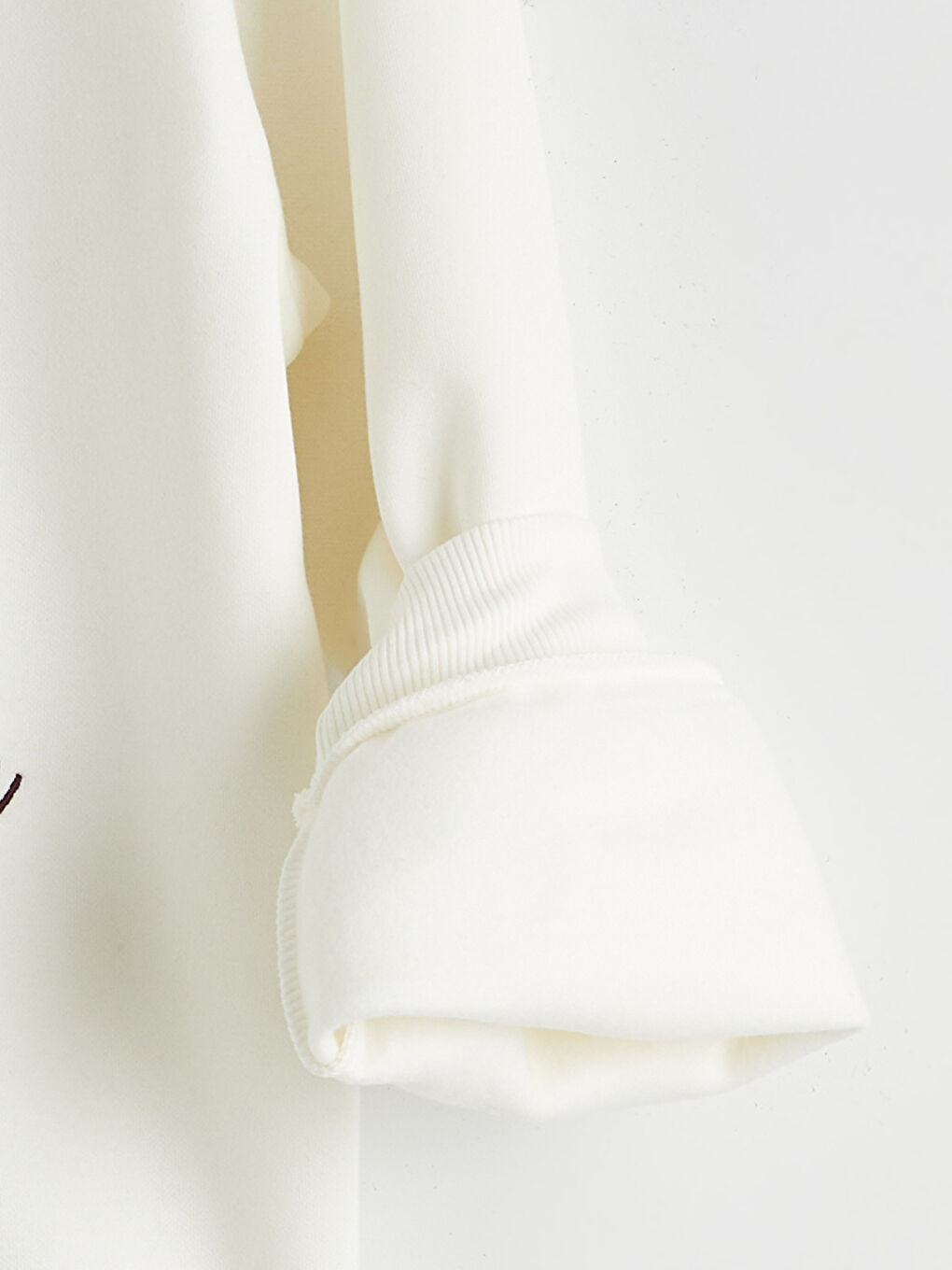 Ekru New York Nakışlı Oversize Kadın Kalın Sweatshirt-5