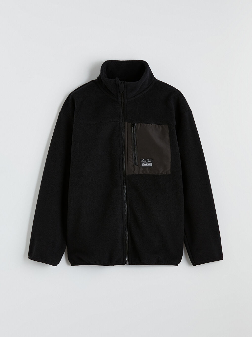 Siyah Dik Yaka Erkek Çocuk Fermuarlı Polar Hırka