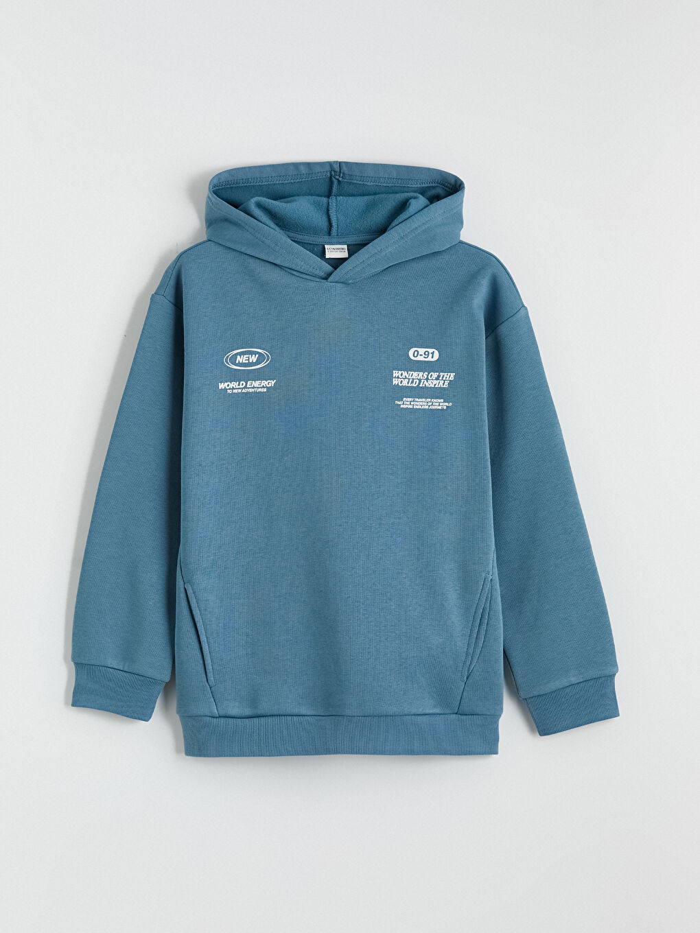 Mavi Kapüşonlu Baskılı Erkek Çocuk Eşofman Takımı-1