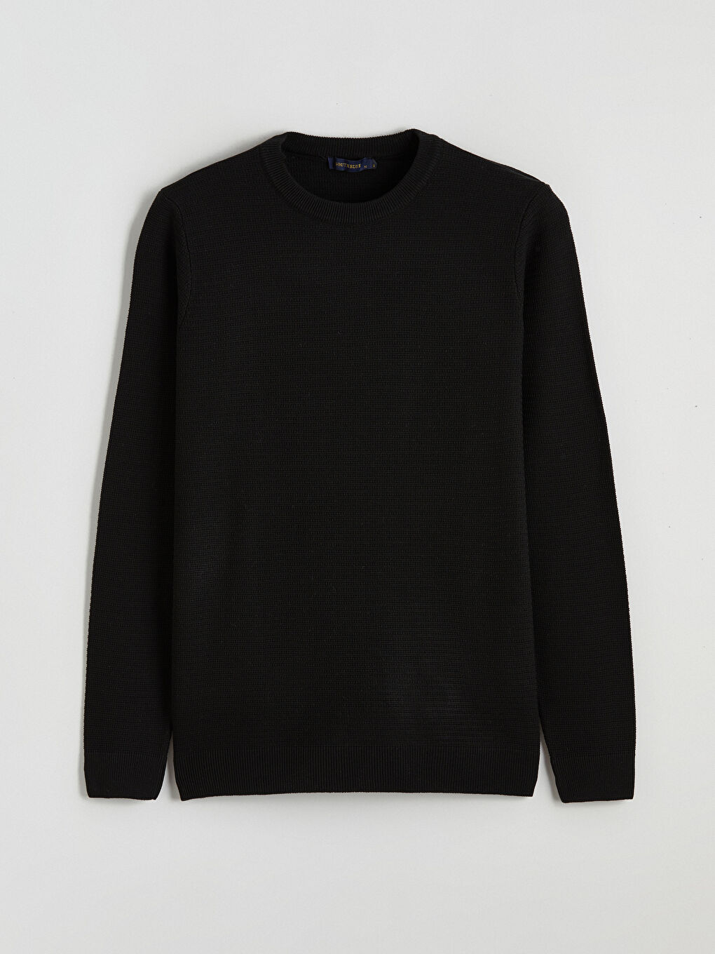 Siyah Bisiklet Yaka Erkek Triko Kazak-4