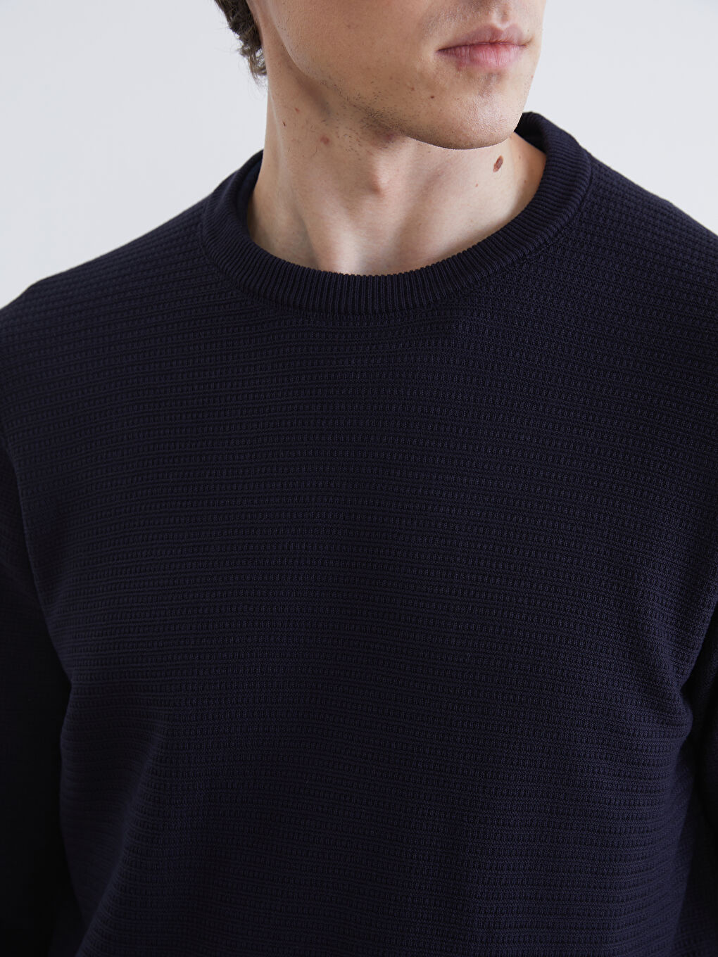 Lacivert Bisiklet Yaka Erkek Triko Kazak-2