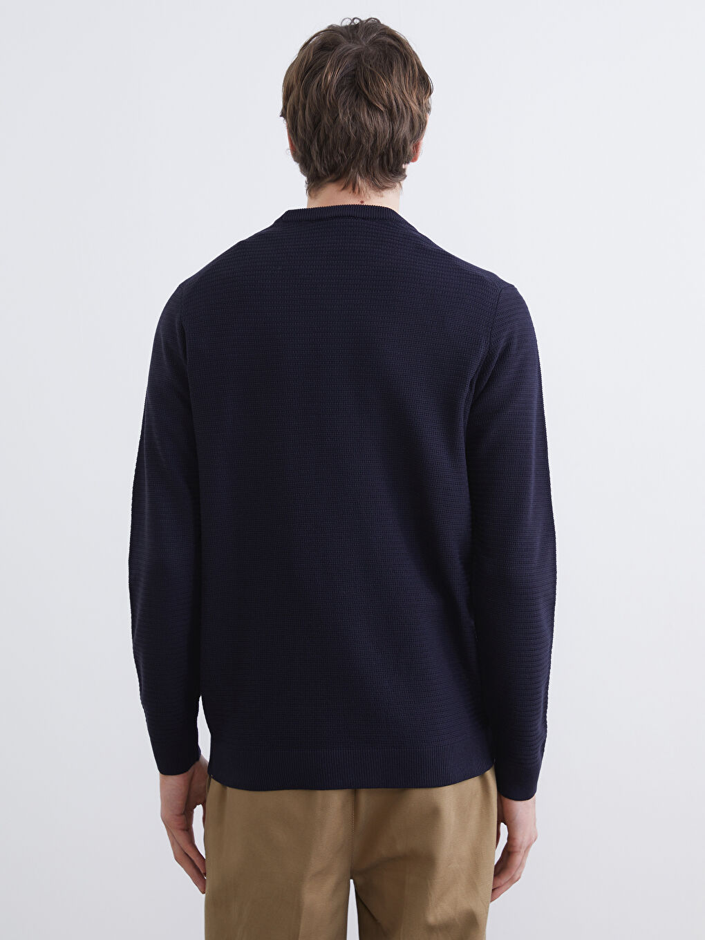 Lacivert Bisiklet Yaka Erkek Triko Kazak-3