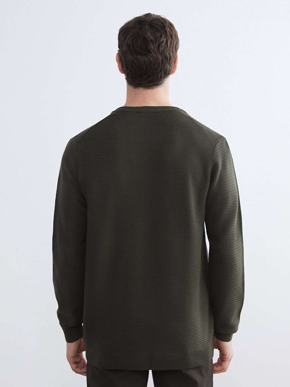 Yeşil Bisiklet Yaka Erkek Triko Kazak-3