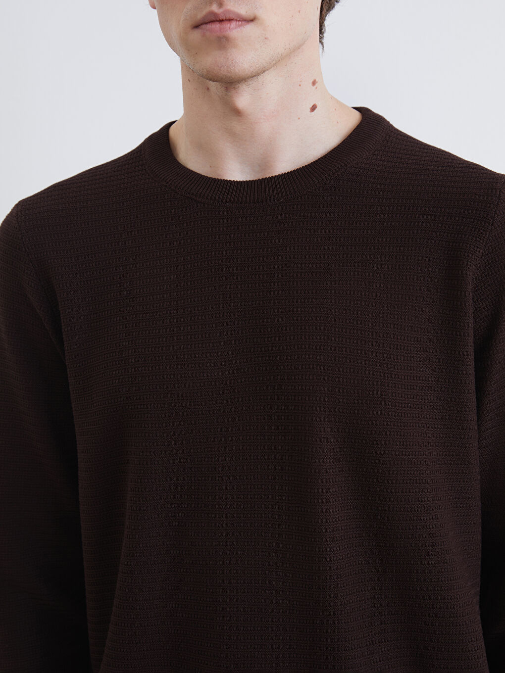 Kahverengi Bisiklet Yaka Erkek Triko Kazak-2