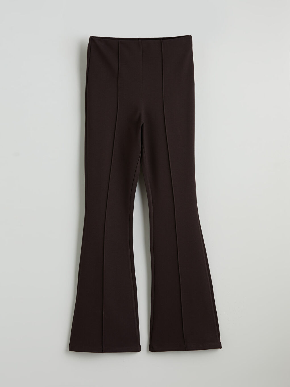 Kahverengi Yüksek Bel İspanyol Paça Kadın Pantolon-4