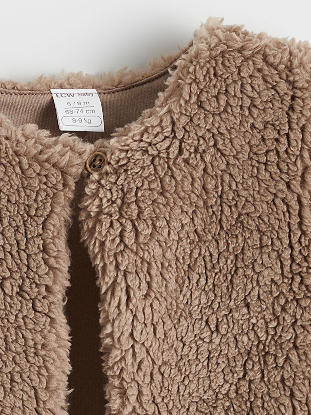 Kahverengi Bisiklet Yaka Pelüş Dokulu Kız Bebek Yelek-1