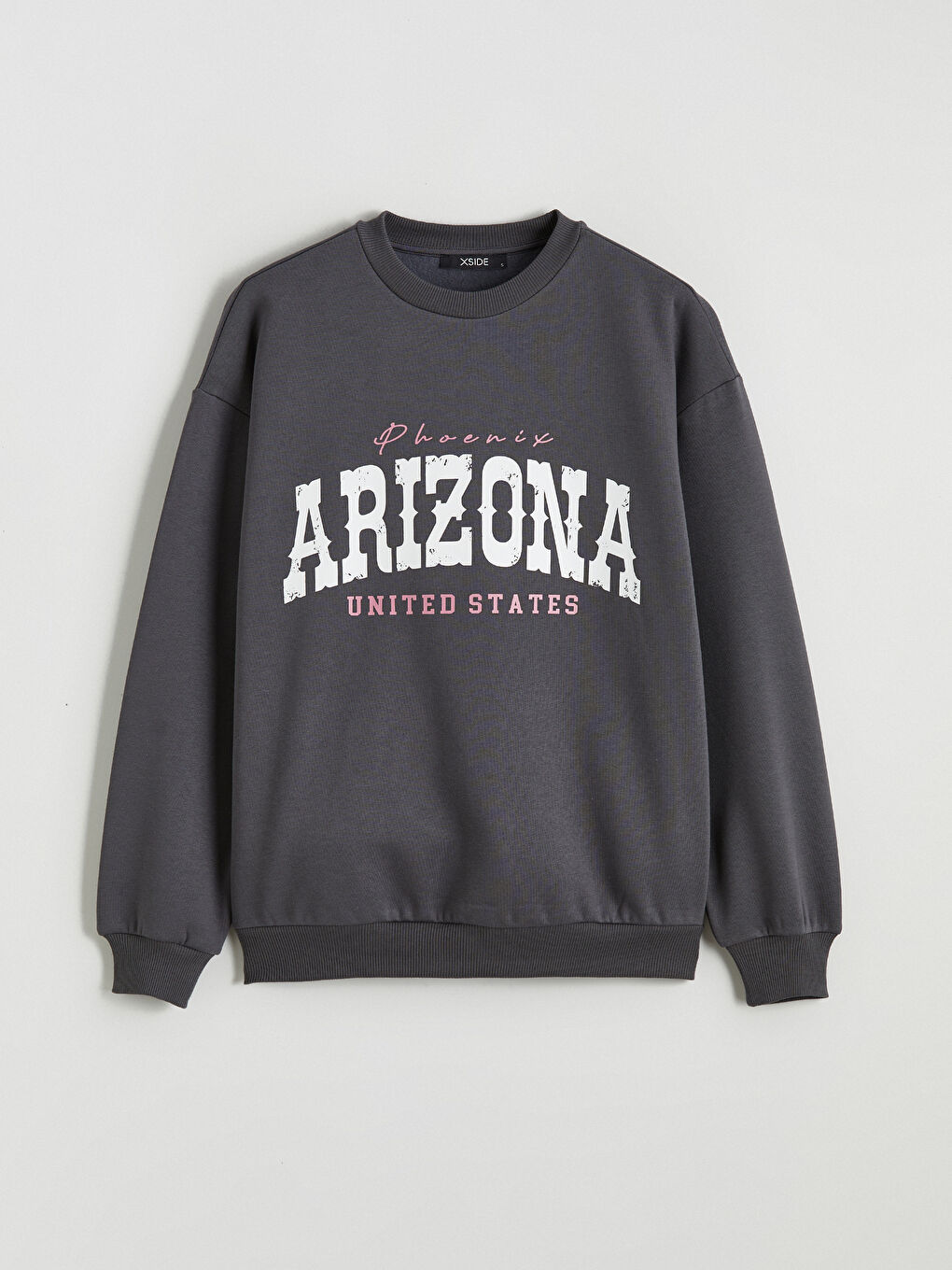Antrasit Arizona Baskılı Oversize Kadın Kalın Sweatshirt-4