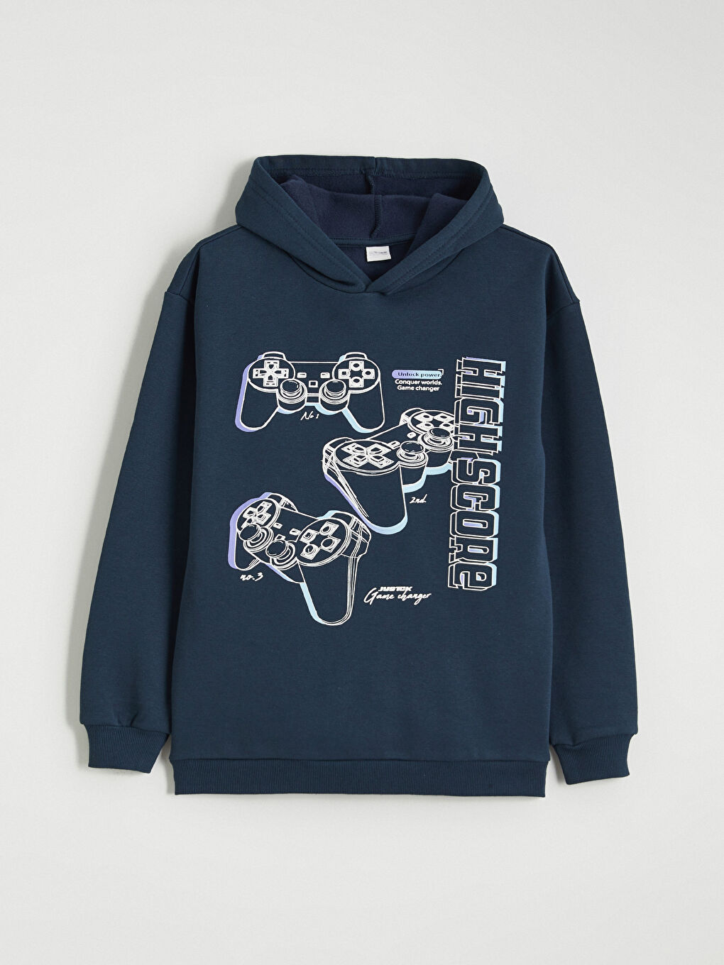 Lacivert Baskılı Erkek Çocuk Kalın Sweatshirt