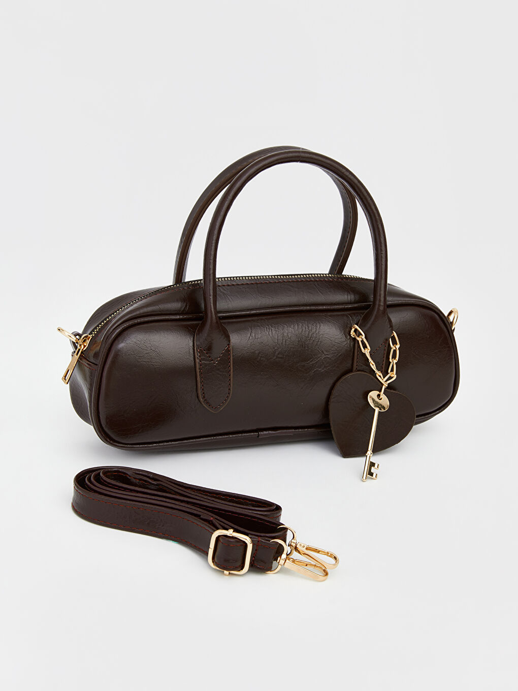 Kahverengi Deri Görünümlü Kadın Omuz Çantası-1