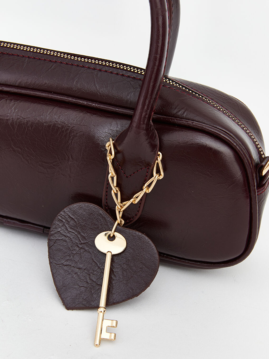 Bordo Deri Görünümlü Kadın Omuz Çantası-2