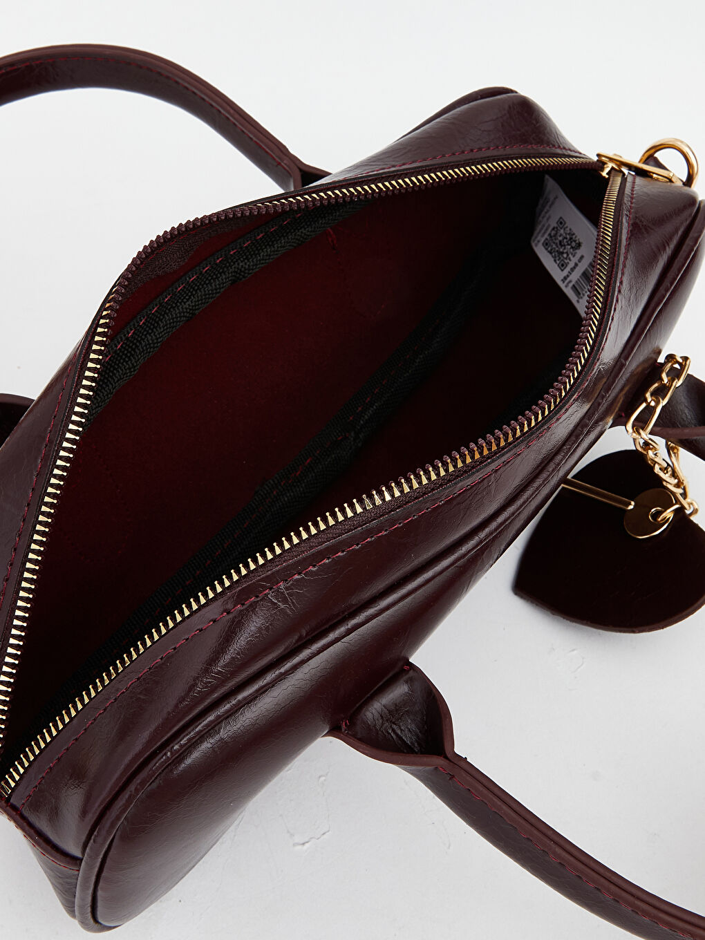 Bordo Deri Görünümlü Kadın Omuz Çantası-3