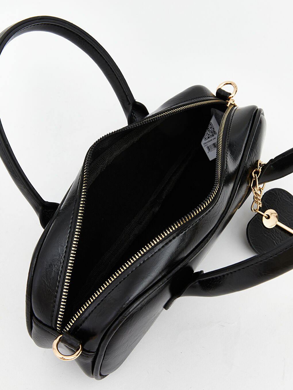 Siyah Deri Görünümlü Kadın Omuz Çantası-3