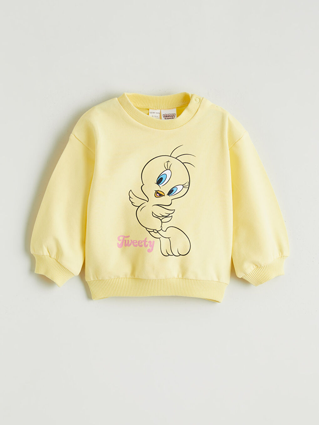 Sarı Tweety Baskılı Kız Bebek Sweatshirt ve Tayt-1