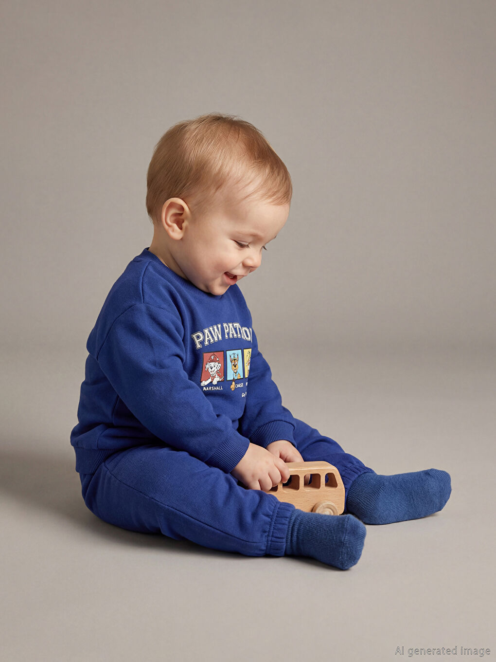 Lacivert Erkek Bebek Paw Patrol Baskılı Sweatshirt ve Eşofman Altı