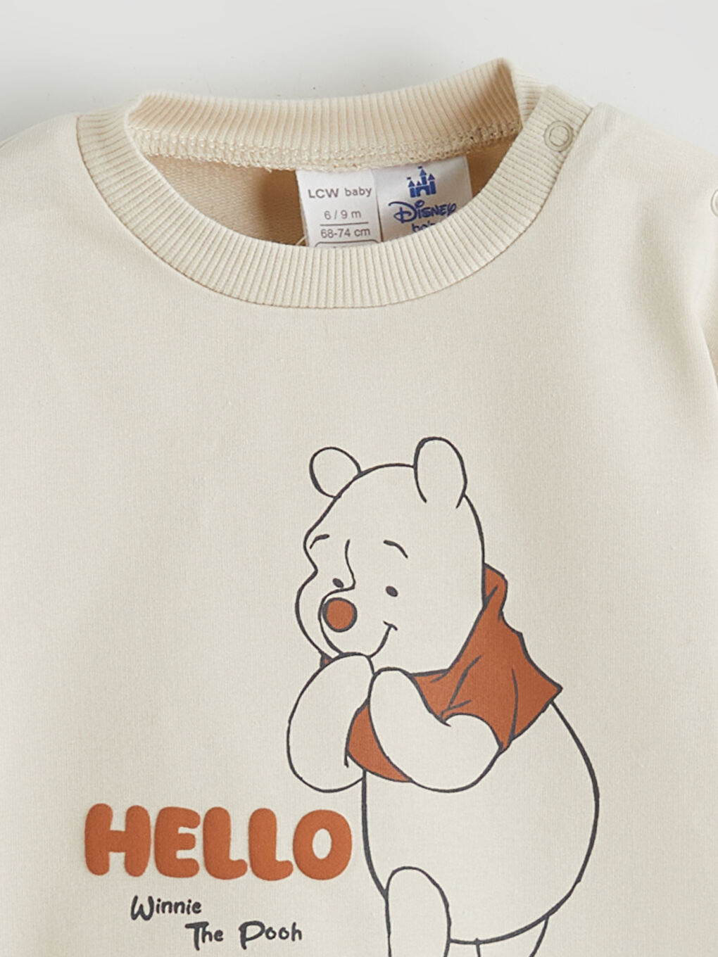 Bej Winnie the Pooh Baskılı Erkek Bebek Sweatshirt ve Eşofman Alt-2