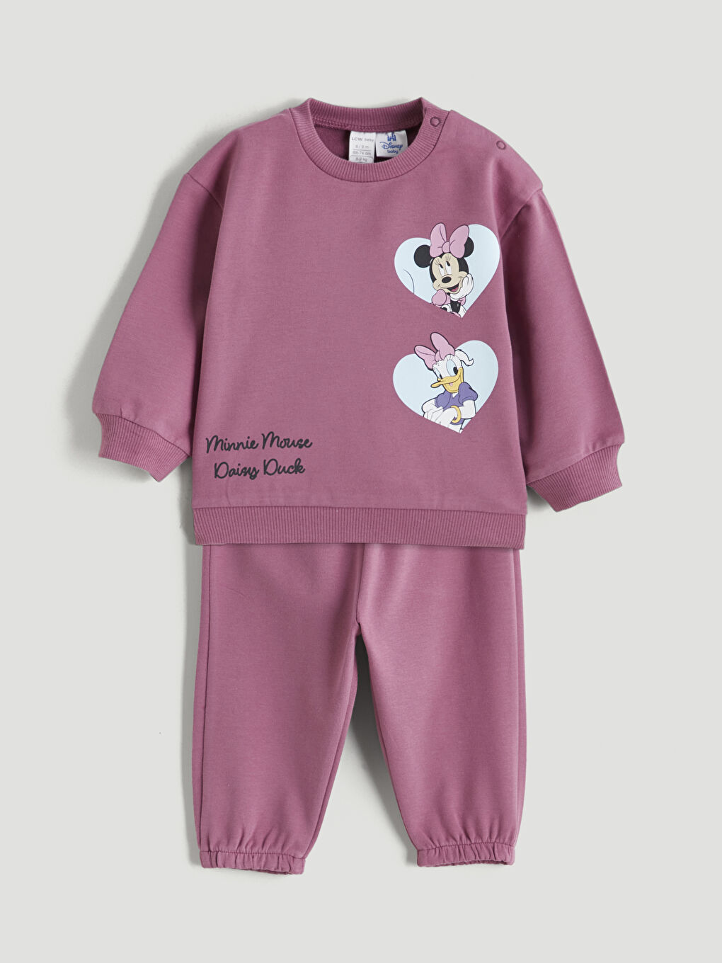 Mürdüm Minnie Mouse ve Daisy Duck Baskılı Kız Bebek Sweatshirt ve Eşofman Altı