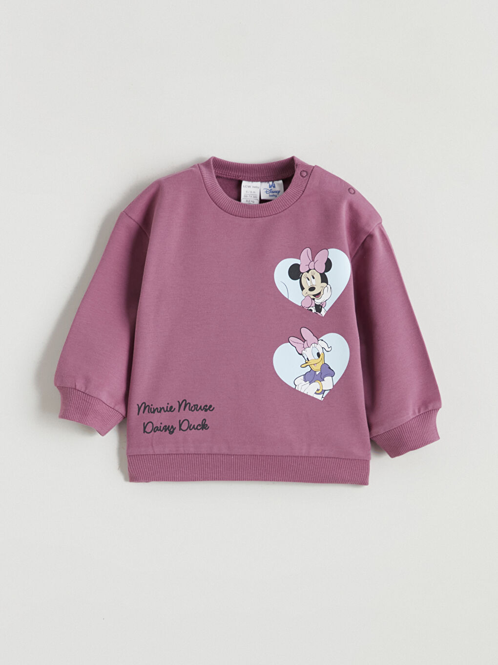 Mürdüm Minnie Mouse ve Daisy Duck Baskılı Kız Bebek Sweatshirt ve Eşofman Altı-1