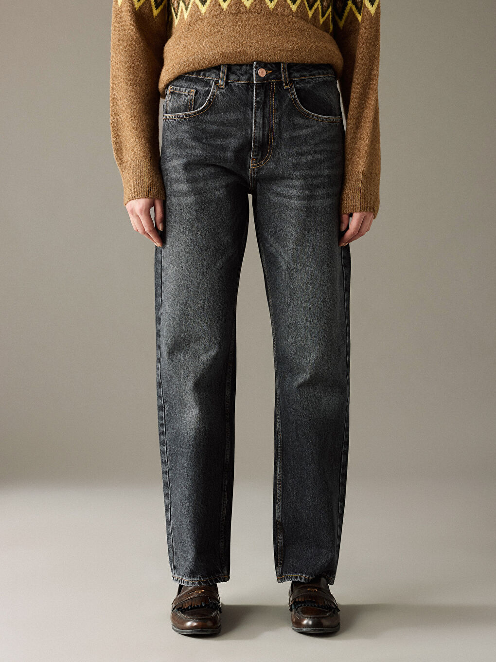 Siyah Boyfriend Fit Kadın Jean Pantolon-3