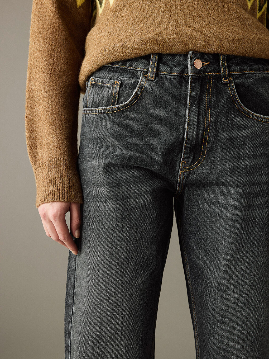 Siyah Boyfriend Fit Kadın Jean Pantolon-5