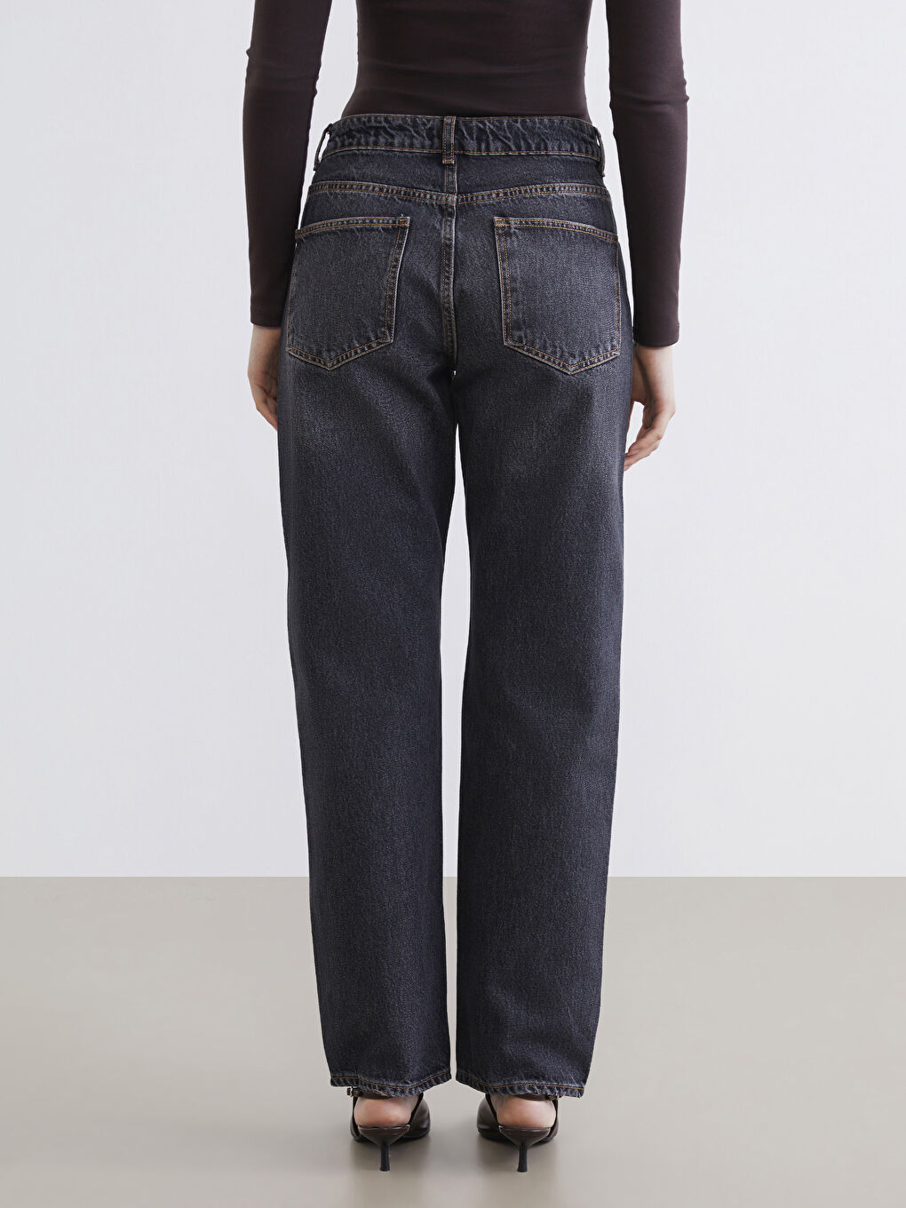 Siyah Boyfriend Fit Kadın Jean Pantolon-6