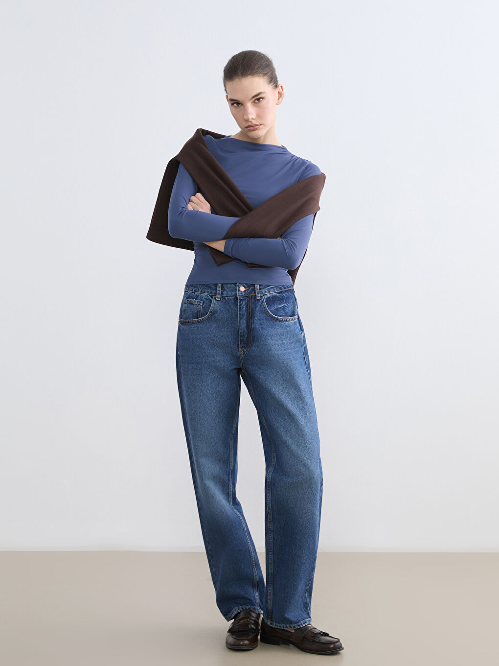 İndigo Boyfriend Fit Kadın Jean Pantolon