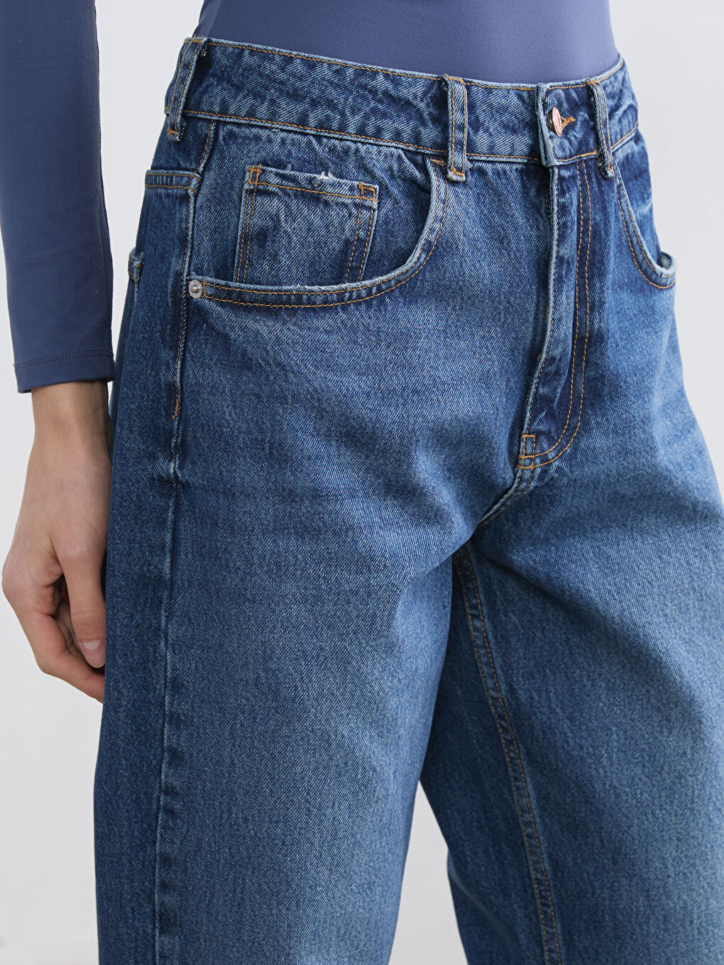 İndigo Boyfriend Fit Kadın Jean Pantolon-2