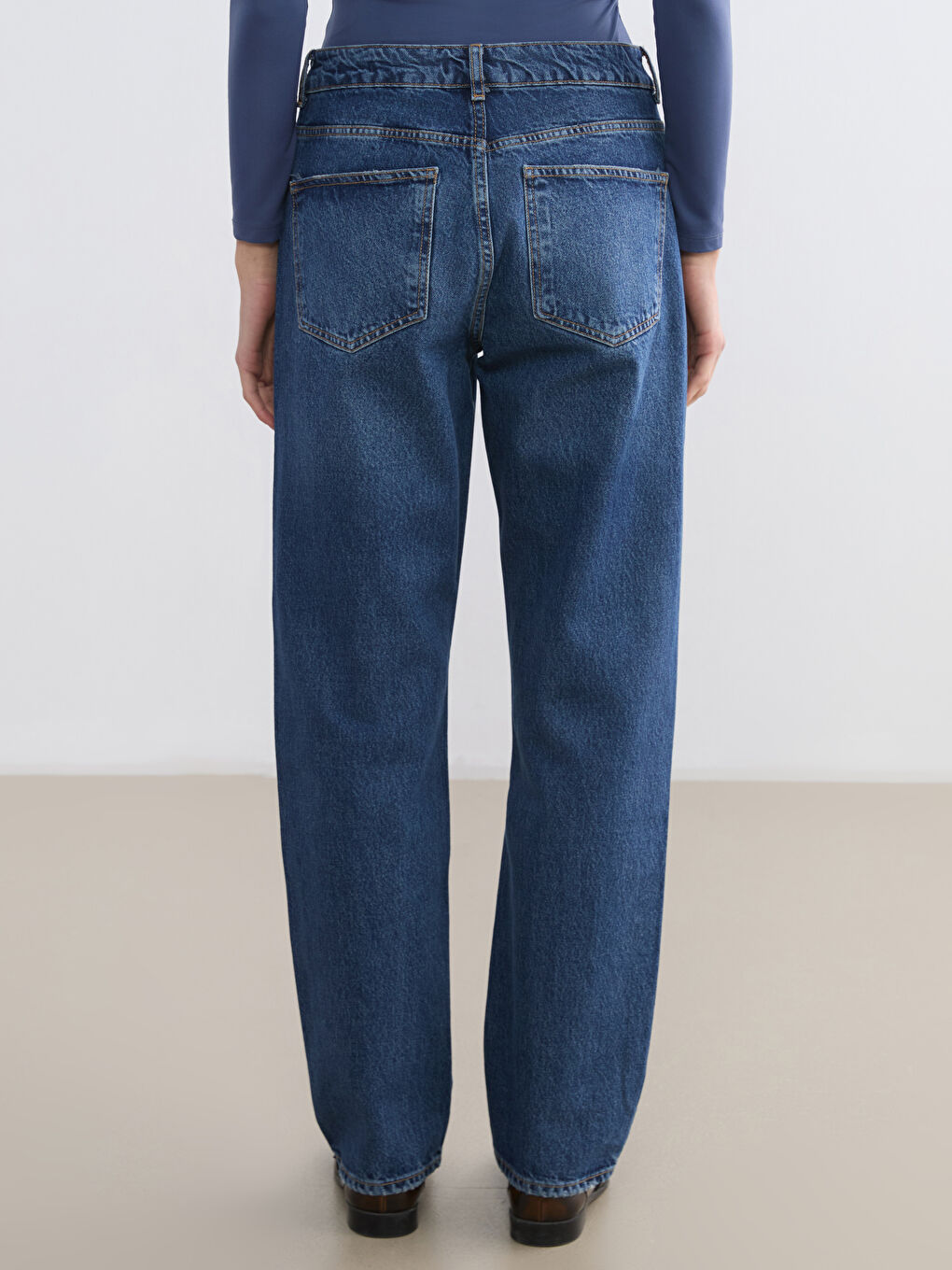 İndigo Boyfriend Fit Kadın Jean Pantolon-3