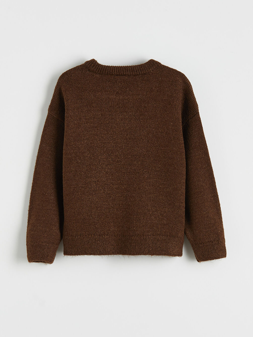 Kahverengi Desenli Kız Çocuk Triko Kazak-1