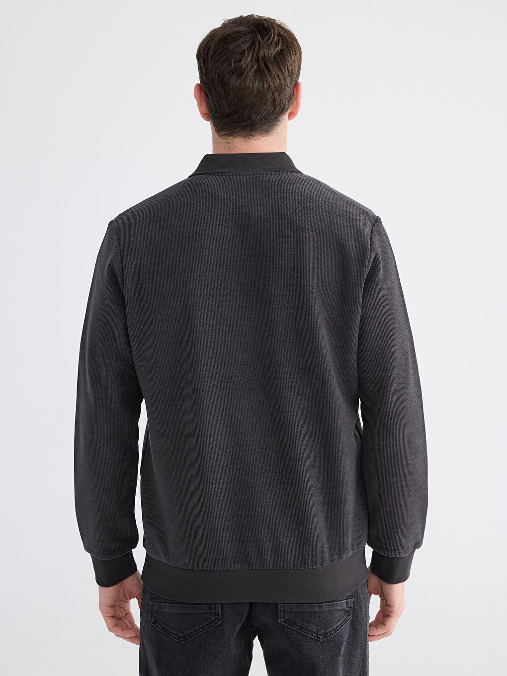 Antrasit Polo Yaka Erkek Sweatshirt-3