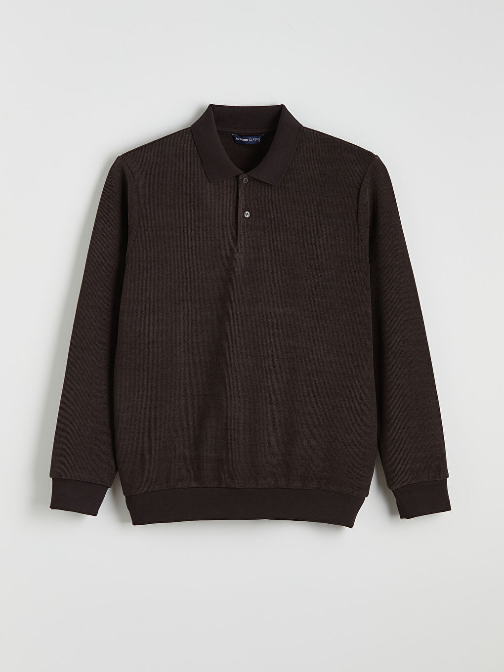 Kahverengi Polo Yaka Erkek Sweatshirt-4