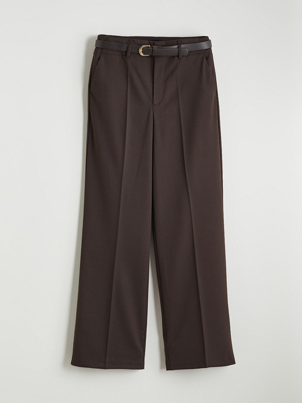 Kahverengi Beli Kemerli Kadın Pantolon