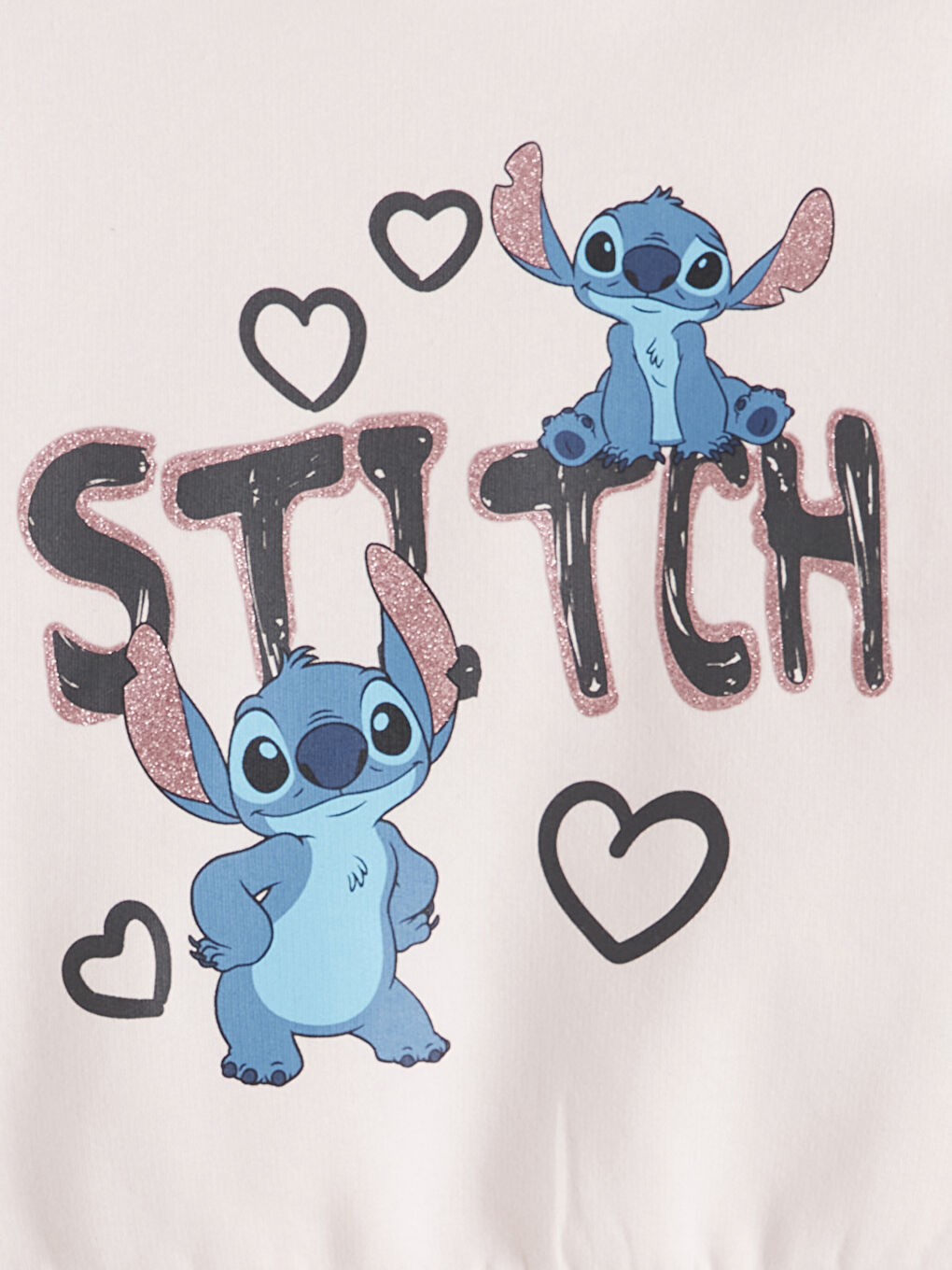 Pembe Stitch Baskılı Kız Çocuk Sweatshirt ve Tayt-2