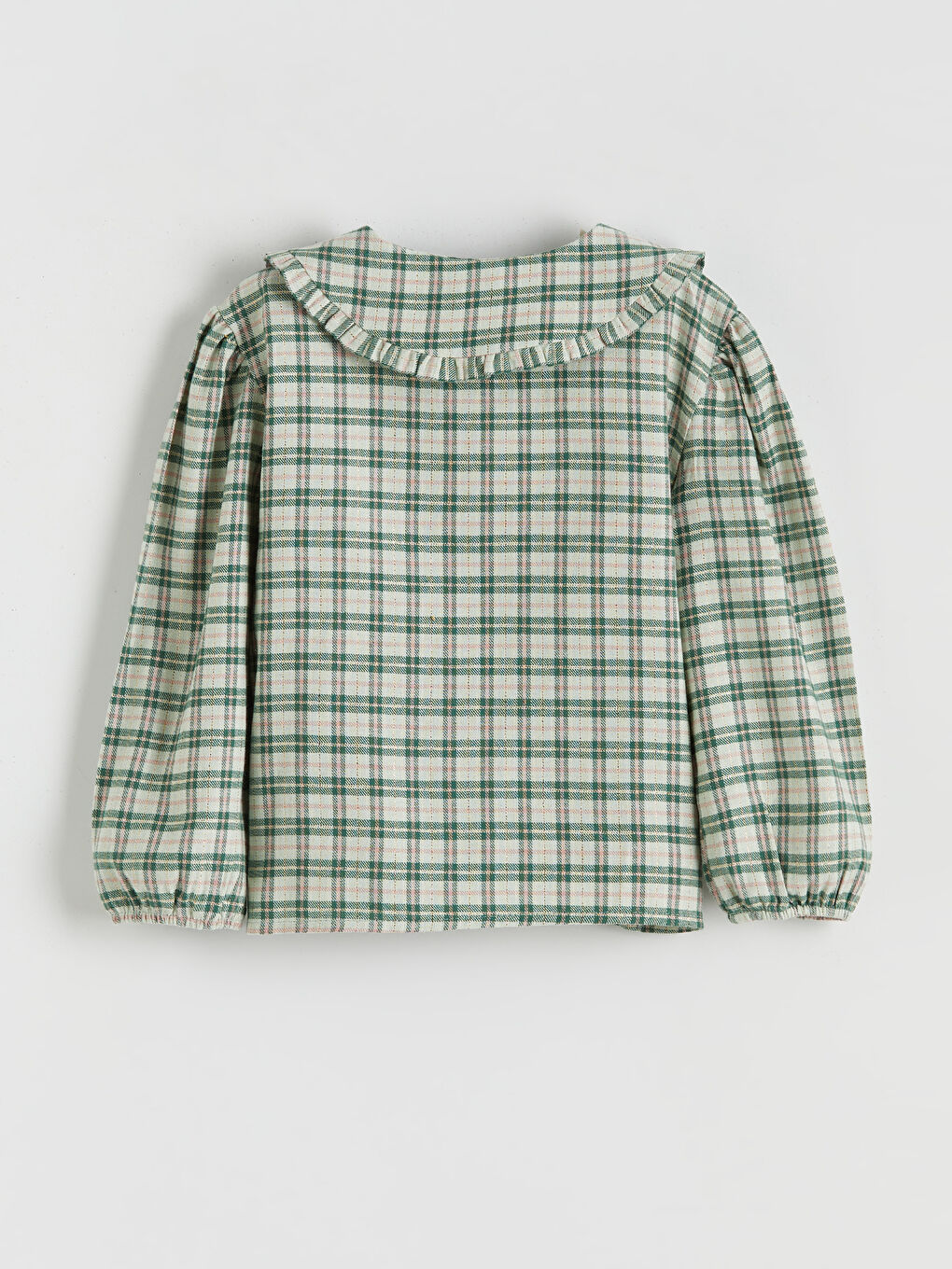 Yeşil Bebe Yaka Ekose Kız Çocuk Gömlek-1