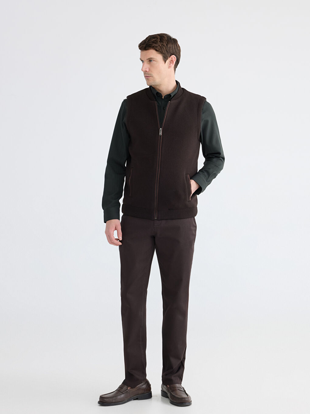 Standard Fit Varsity Collar Knit Vest-1