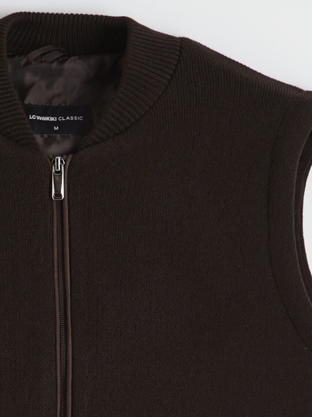 Kahverengi Standart Kalıp Kolej Yaka Erkek Triko Yelek-2